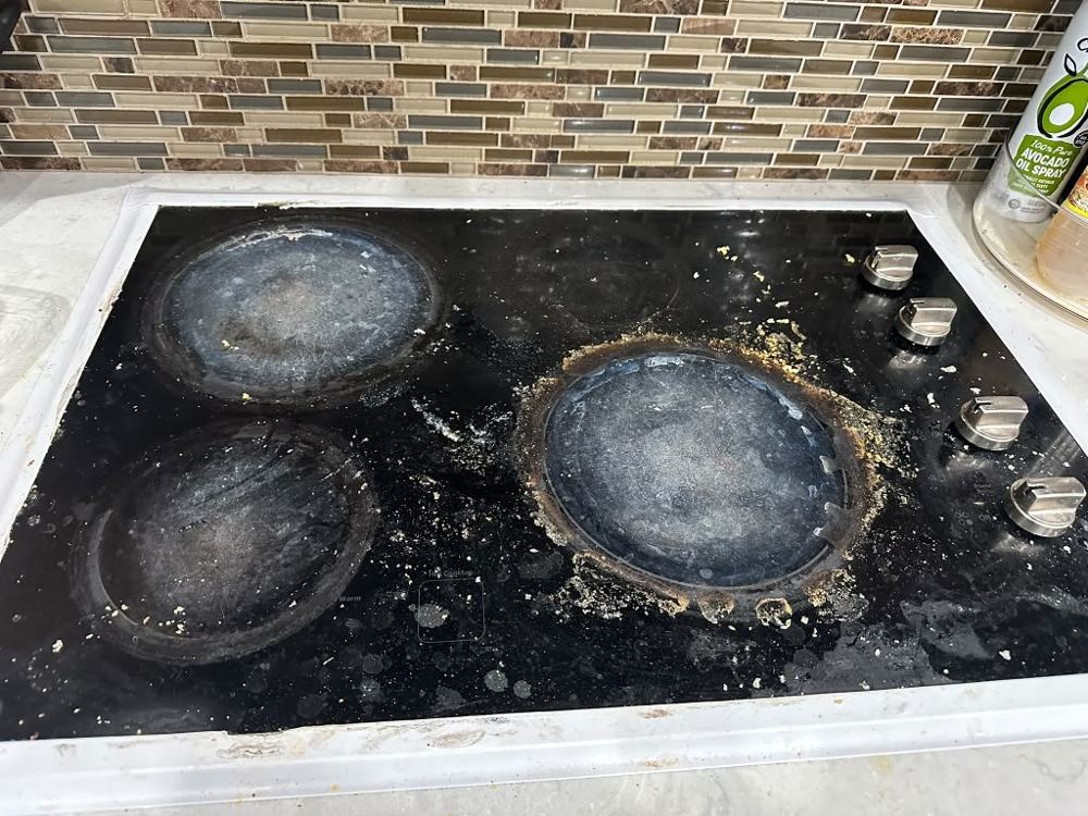 Stovetop before cleaning by Amanda’s Elite Services